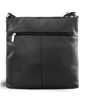 Burgundy-čierna kožená zipsová kabelka 212-3015-60/34