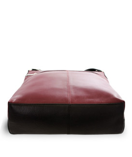 Burgundy-čierna kožená zipsová kabelka 212-3015-60/34