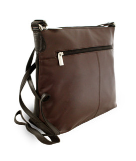 Hnedočierna kožená zipsová kabelka 212-3015-60/40