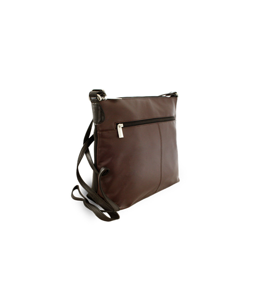 Hnedočierna kožená zipsová kabelka 212-3015-60/40