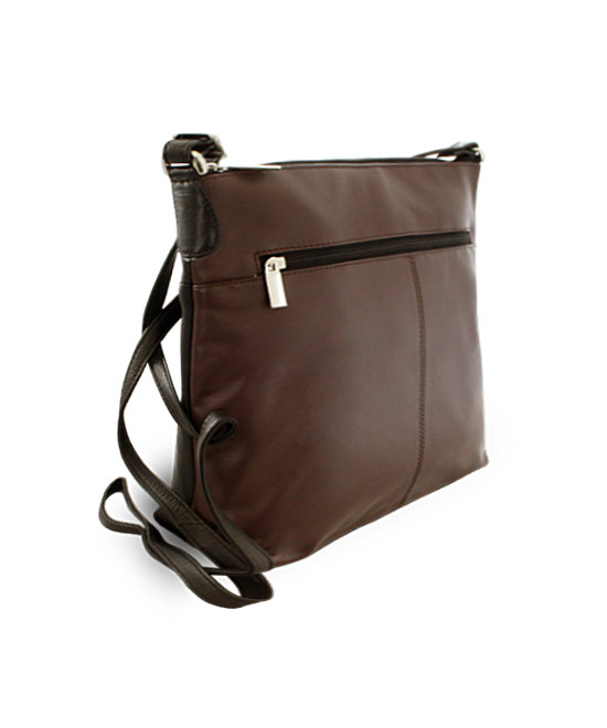 Hnedočierna kožená zipsová kabelka 212-3015-60/40