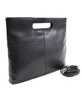 Čierna kožená zipsová kabelka 212-9123-60