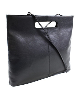 Čierna kožená zipsová kabelka 212-9123-60