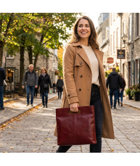 Červená kožená zipsová kabelka 212-9123-31