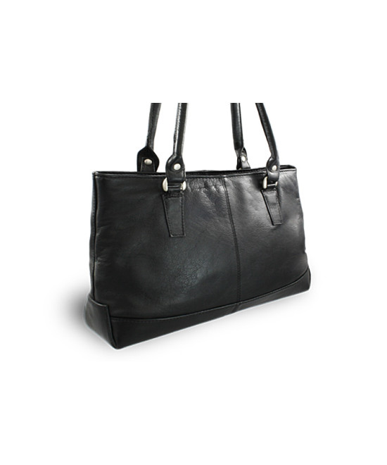 Čierna kožená zipsová kabelka s dvoma popruhmi 212-2058-60