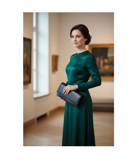 Čierna kožená listová kabelka s popruhom 214-4071-60