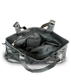 Čierna dámska kožená zipsová kabelka 212-2068-60