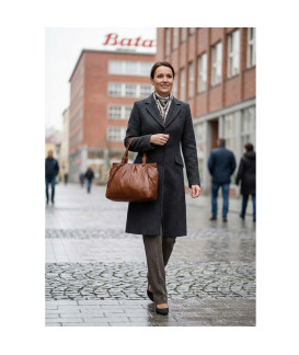 Hnedá dámska kožená zipsová kabelka 212-2068-40