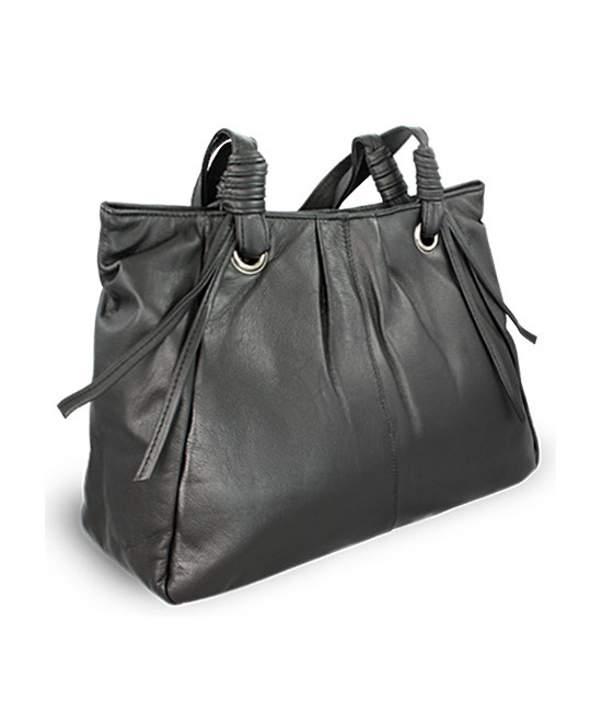 Čierna dámska kožená zipsová kabelka 212-2068-60