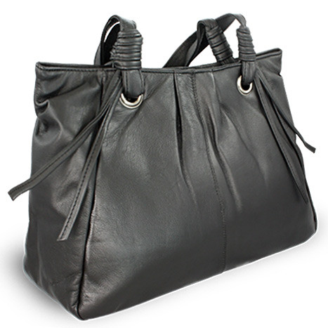 Čierna dámska kožená zipsová kabelka 212-2068-60