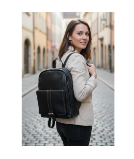 Čierny kožený batoh 311-1717-60/40