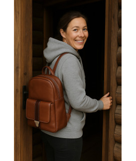 Hnedy kožený batoh 311-1717-40/60