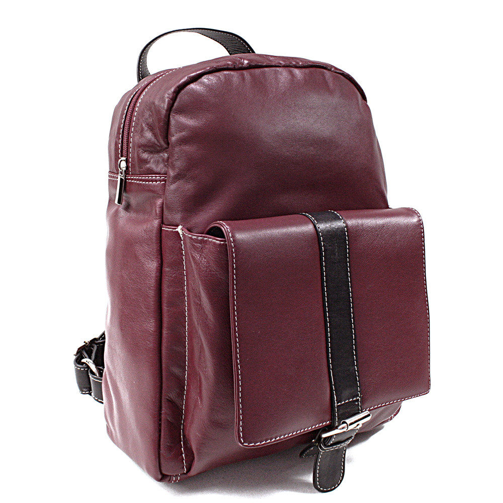 Červenočierny kožený batoh 311-1717-34/60