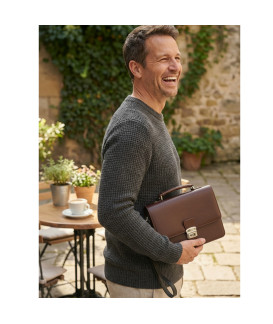 Hnedá pánska kožená dokladová etue s držadlom 611-2411A-40