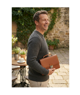 Svetlo hnedá pánska kožená dokladová etue s držadlom 611-2411A-05