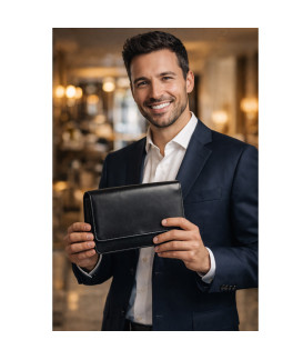 Čierna pánska kožená dokladová etue 611-2412-60