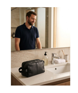 Čierna kožená kozmetická etue 611-2059-60