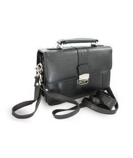 Čierna pánska kožená etue so sklápacím registrom a držadlom 611-2415-60