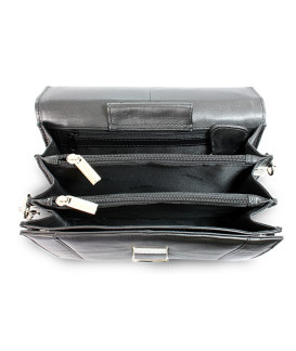 Čierna pánska kožená etue so sklápacím registrom a držadlom 611-2415-60