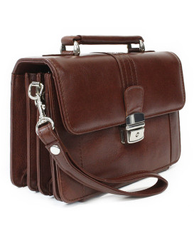 Hnedá pánska kožená etue so sklápacím registrom a držadlom 611-2415-40