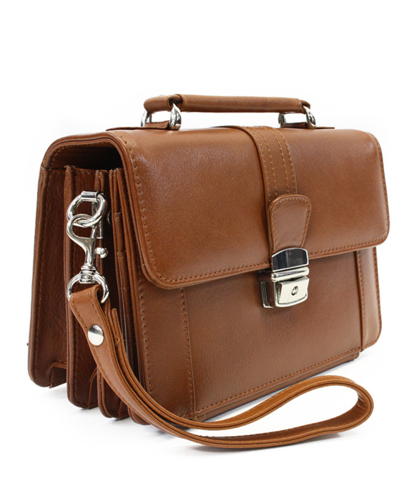 Svetlo hnedá kožená etue so sklápacím registrom a držadlom 611-2415-05