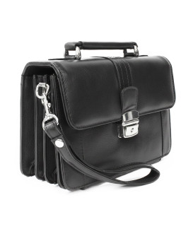 Čierna pánska kožená etue so sklápacím registrom a držadlom 611-2415-60