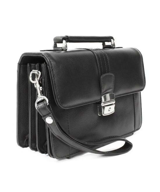 Čierna pánska kožená etue so sklápacím registrom a držadlom 611-2415-60