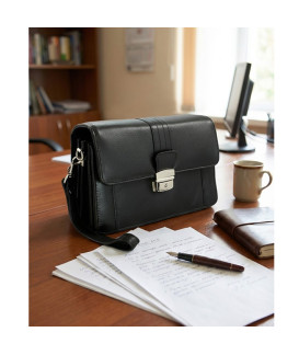 Čierna pánska kožená etue so sklápacím registrom 611-2415A-60