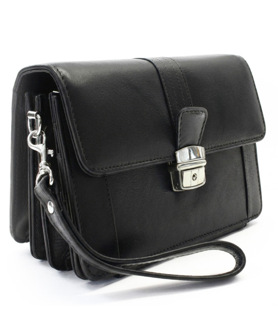 Čierna pánska kožená etue so sklápacím registrom 611-2415A-60