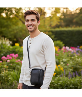 Čierna kožená dokladová etue 611-6207-60