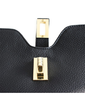 Čierna elegantná kožená zipsová kabelka 212-1036-60