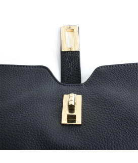 Čierna elegantná kožená zipsová kabelka 212-1025-60